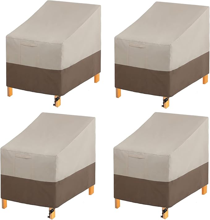 PHI VILLA Patio Chair Covers Set of 4, Outdoor Furniture Cover Waterproof & Heavy Duty Deep Seating Lounge Chair Cover for Deck Lawn Garden, Large, W36 x D39 x H31