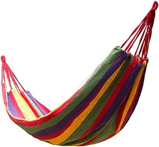 Double Hammock 2 Person Canvas for Patio Garden Backyard Outdoor and Indoor (Red, Blue)(Red240X150cm)