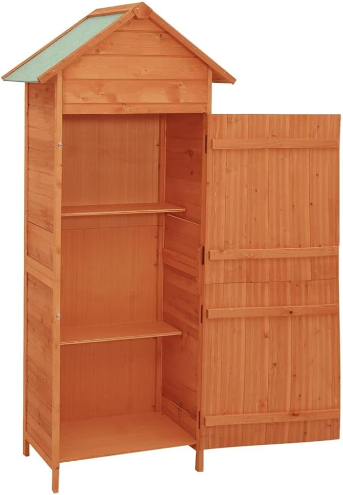 storage box,patio furniture,deck boxes outdoor waterproof,Patio Storage Cabinet Brown 16.7"x25.2"x74.8"Designed for Courtyard Travel