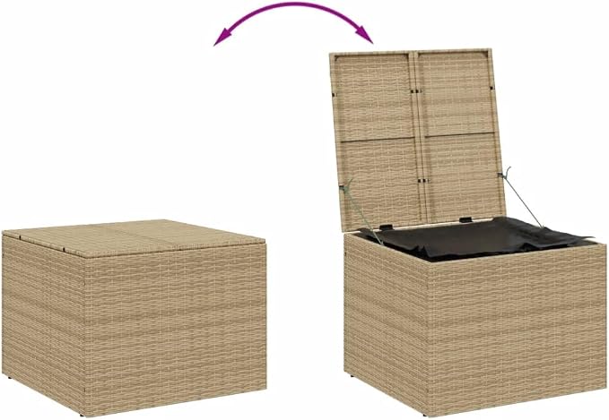 Garden Storage Box Outdoor Deck Box 76.9 Gal Mix Beige PE Rattan with Water-Resistant Bag, 31.5"x29.5"x23.2" Weather-Resistant Patio Furniture for Poolside Gardening Tools Cushions Storage
