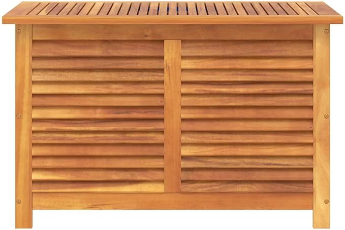 Outdoor Garden Storage Box, Solid Acacia Wood Deck Chest for Patio, Deck, Balcony, Backyard Cushions, Blankets, and Outdoor Accessories, 35.4 x 19.7 x 22 Inch