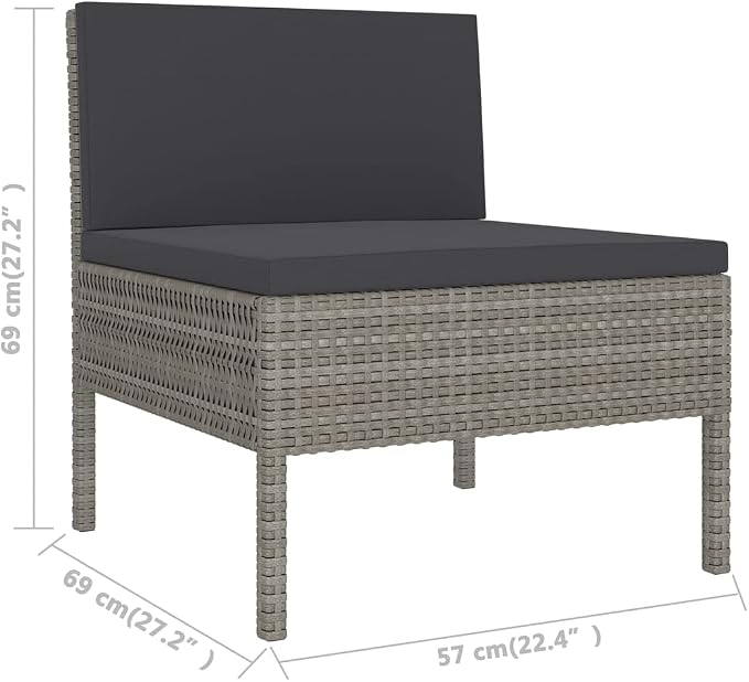 6 Piece Patio Lounge Set with Cushions,Patio Sofa,Outdoor Daybed,Outdoor Furniture Sets,Patio Seating,Patio Conversation Sets,Modern Set,Patio Furniture Set,Front Porch Furniture, Poly Rattan Gray