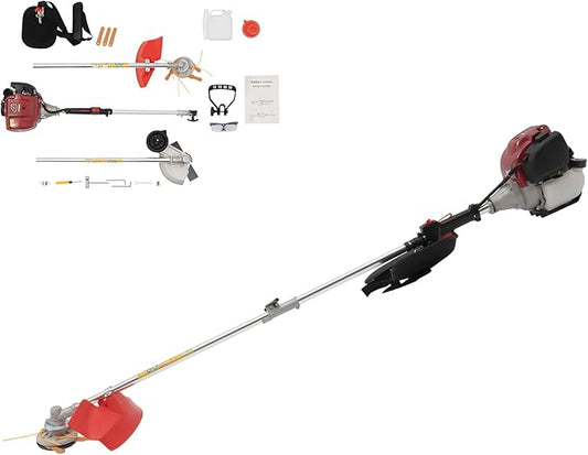 Brush Cutter, 4-Stroke 35.8CC 0.75KW Gas Lawn Edger Single Cylinder Air Cooled Weed Wacker Multifunction Weed Eater Aluminum Alloy Gas Powered Weed Trimmer Garden Trimmer w/0.17 Gal Fuel Tank Capacity