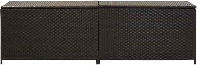 Wicker Outdoor Deck Box, Outdoor Garden Storage Box with Lid, PE Rattan Storage Container for Pillows, Cushions, Gardening Tools, 78.7"x19.7"x23.6" Brown