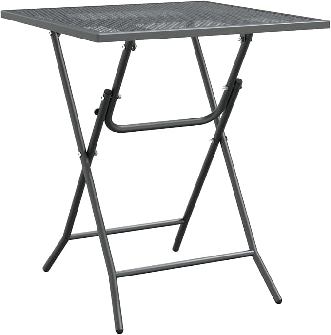 3 Piece Patio Dining Set with Expanded Metal Mesh and E-Coating Finish, Foldable Outdoor Table and Chairs in Anthracite