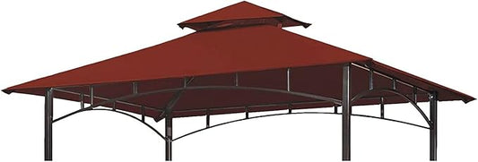 Grill Gazebo Replacement Canopy Top - Wonwon 5x8 Gazebo Roof Double Tiered Outdoor BBQ Roof Cover Grill Shelter Only Fit for Model L-GG001PST-F (Burgundy)