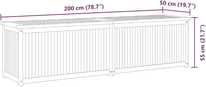 Wood Deck Box, Garden Backyard Storage Container for Patio Furniture Cushions and Gardening Tools, 78.7"x19.7"x21.7",-709