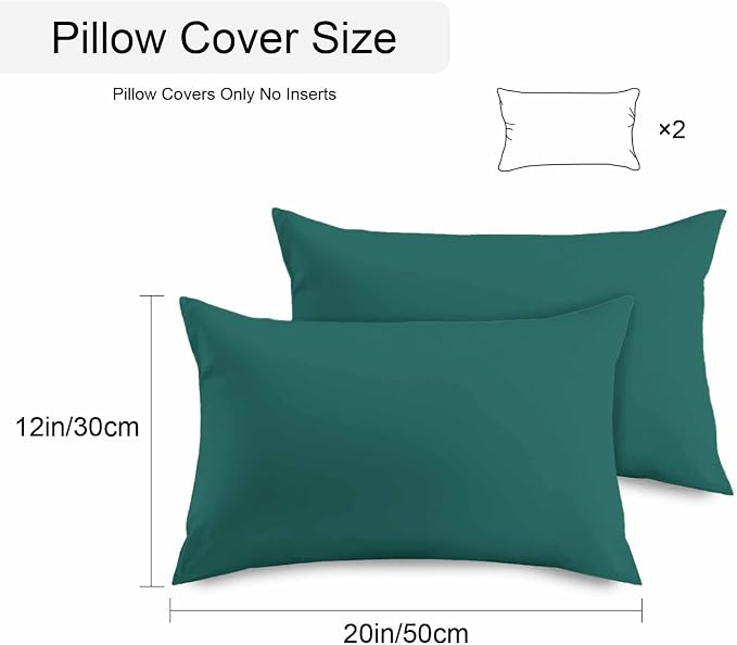 Lumbar Pillow Covers 20x12 Inch Set of 2, Dark Green Waterproof Outdoor Cushion Covers, Modern Pure Dark Green Decorative Pillowcases for Couch, Sofa, Bed, Garden, Patio