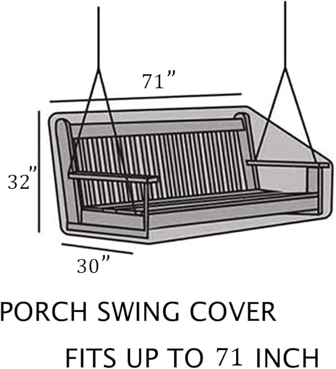 Porch Swing Cover 71Inch Waterproof 600D Oxford Hanging Outdoor Swing Cover Garden Hammock Patio Furniture Covers (Black, 71x28x(35-28) Inch)