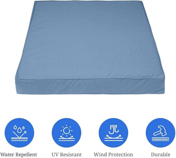 Covers & All Square Outdoor Cushion Covers for Patio Furniture Sets, Water, Tear & UV Resistant Polyester Cushion Slipcover with Zippers (Pack of 2) (28" L x 28" W x 4" Thick, Sky Blue)