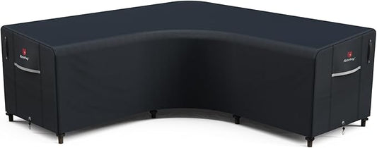 Rosefray 600D Outdoor V-Shaped Sectional Cover,Heavy Duty Anti UV Patio Sectional Sofa Cover with Air Vent, Waterproof Furniture Covers for Deck, Lawn,Backyard 100"x100" Black