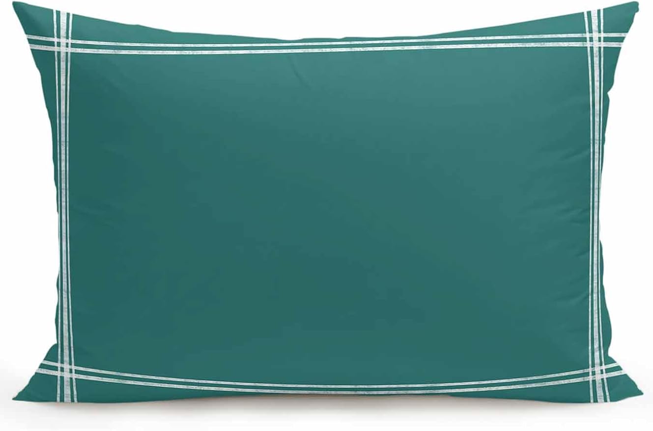 Waterproof Outdoor Pillow 1 Pack Solid Color Decorative Throw Pillows Cover & Insert 20x12 Inch Lumbar Pillowcase Dark Green Vintage Pillows for Couch Sofa Bed Patio Furniture Indoor Outdoor