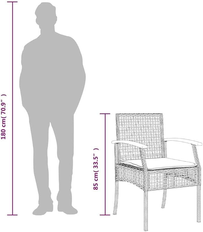 5 Piece Patio Dining Set Gray Poly Rattan Outdoor Furniture Set Includes 4 Garden Chairs with Cushions and Rectangular Acacia Wood Top Dining Table for Backyard Deck and Porch