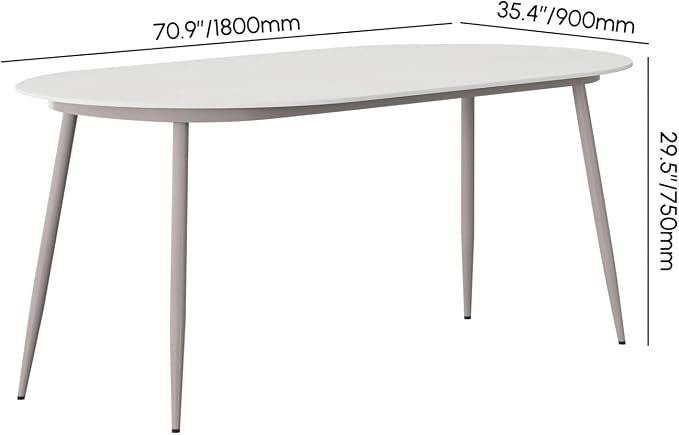 LOVEDIMA 70.9'' Patio Table and Chairs Set,7 Pieces Patio Furniture Set Outdoor Sintered Stone Top Dining Table Set with Rope Woven Armchairs for 6,Gray & White