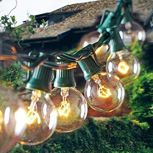 25Ft Outdoor Christmas String Lights, G40 Warm White Christmas Decorations Lights with 27 Incandescent Globe Bulbs, Vintage Christmas Lights for Xmas Tree Party Backyard Wedding Garden Holiday Patio