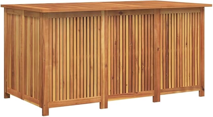 Solid Acacia Wood Outdoor Garden Storage Box 150x80x75cm Large Deck Box with PE Inner Bag for Patio Furniture Pool Toys Cushions