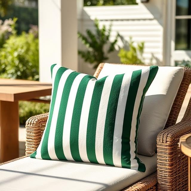 RSH DECOR: Sunbrella Square Throw Pillows Set of 4 | 17" x 17" | Water and Fade-Resistant Performance Fabric | Outdoor Pillow Covers with Down-Alternative Inserts | Mason Forest Green