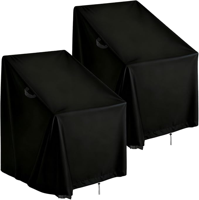 High Back Patio Chair Cover,Waterproof Covers for Stackable Dining Chairs,Outdoor Patio Furniture Seating Set Shield (28"W x 36"D x 45"H,2-Pcs)