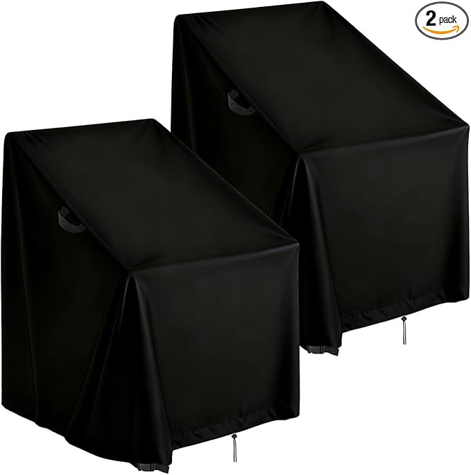 High Back Patio Chair Cover,Waterproof Covers for Stackable Dining Chairs,Outdoor Patio Furniture Seating Set Shield (34"W x 36"D x 36"H,2-Pcs)
