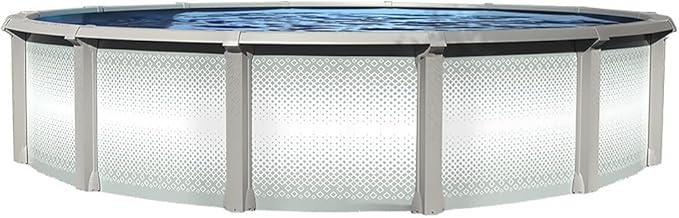 Lake Effect Pools 'Grand Cayman' 30 ft Round Above Ground Swimming Pool | 52 Inch Strong Extruded Resin Components | Bundle Includes: 25 Gauge Overlap Liner & Widemouth Skimmer