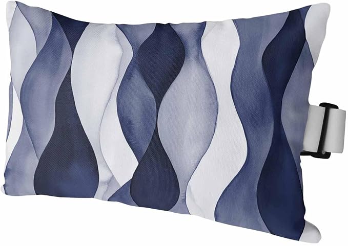 Outdoor Pillow for Chaise Lounge Chair Blue Gradient Ripples Outdoor Pillows Waterproof with Adjustable Strap Headrest Lumbar Pillows for Garden Patio Furniture 1 Pack 11" x 16"