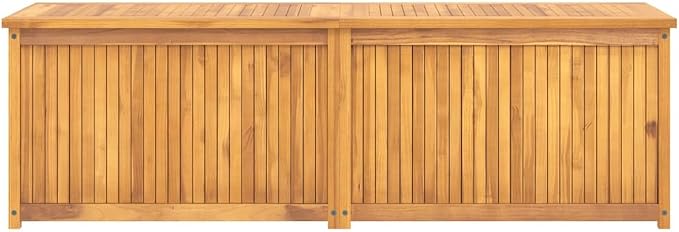Outdoor Deck Storage Box, 68.9 inch Large Wooden Patio Chest for Garden Furniture, Cushions, and Tools, Teak Finish Weather Resistant Bin