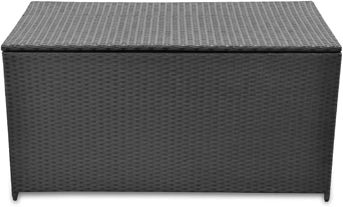 (Fast Shipments) Deck Storage Container, Organization & Outdoor Storage Container for Patio Furniture Pillows, Garden Tools Garden Storage Box Black 47.2"x19.7"x23.6" Poly Rattan