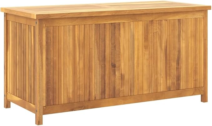 Rustic Teak Wood Garden Storage Box, Oiled Finish, 45-inch Outdoor Deck Box for Patio, Weather-Resistant, Durable Solution for Tools, Cushions, and Toys