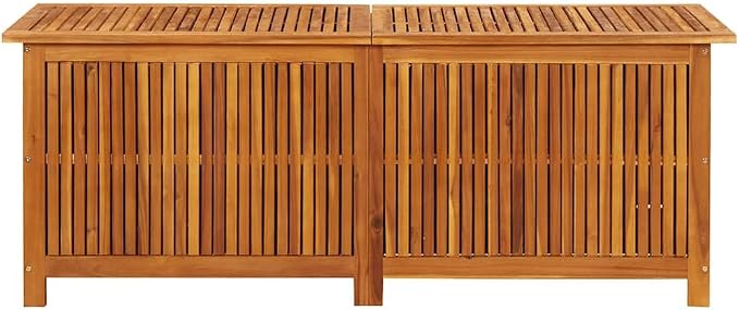 Wooden Garden Storage Box, 59-Inch Large Solid Acacia Wood Deck Box for Outdoor Patio, Oiled Brown Rectangular Chest for Cushions, Blankets and Garden Tools, 59.1 x 19.7 x 22.8 In