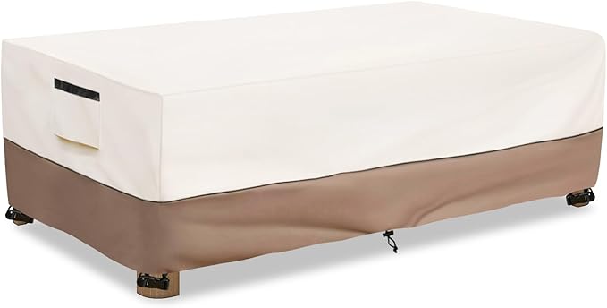 Outdoor Coffee Table Cover Waterproof, Heavy Duty Patio Rectangular Side Table Covers, 36W x 24D x 16H Inches Outdoor Tables Cover (Beige)