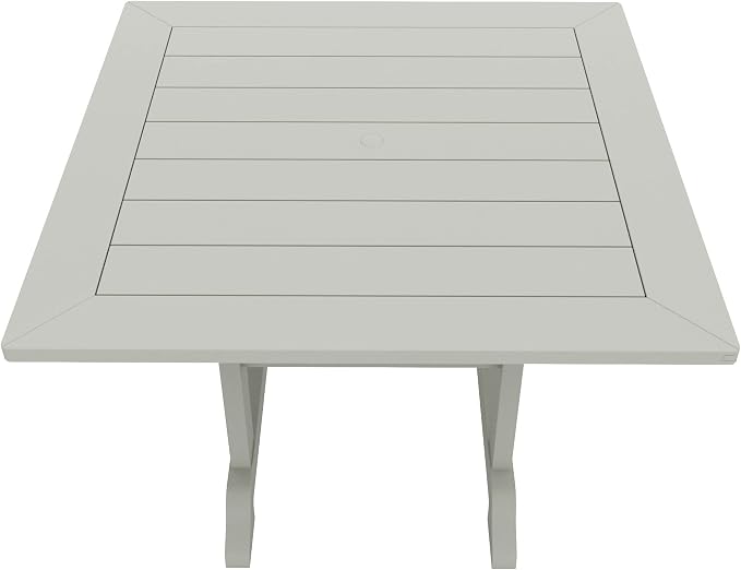 WestinTrends Dylan Adirondack Patio Dining Set for 4, All Weather Poly Lumber Outdoor Table and Chairs Set of 4, 43" Trestle Square Dining Table and Seashell Adirondack Dining Chair, Sand