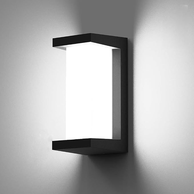 Dusk to Dawn Outdoor Wall Lights, Modern LED Exterior Light Fixture,6000k Black Outdoor Wall Sconce,Ouside Light for House Porch Patio Garage Walkway Backyard Garden