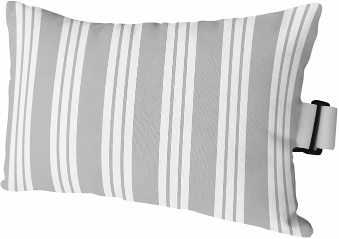 Outdoor Lumbar Pillow Set of 1, Striped Grey Waterproof Beach Headrest Pillow with Inserts, Farmhouse Line Stripes Classic Recliner Throw Pillows for Patio Furniture, 11 x 16