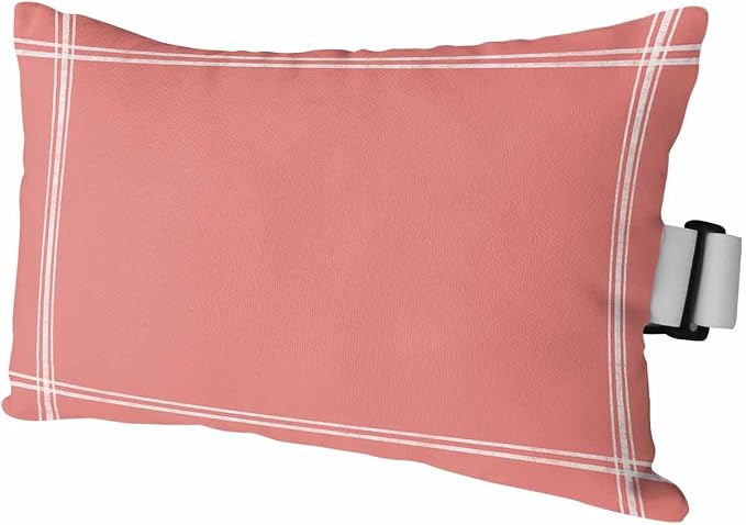 Outdoor Pillow for Lounge Chair with Strap & Insert Coral Red Recliner Head Pillow Solid Color Waterproof Headrest Patio Lumbar Pillows for Beach Pool Office Chaise Chair 12x20 Inch