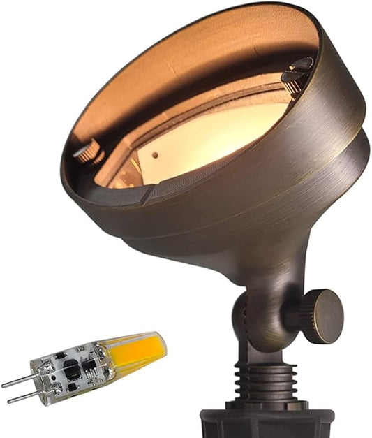 COLOER Die-cast Brass LED Landscape Flood Lights Outdoor, 3W 9-17 Volt Low Voltage Wall Wash Lighting, Outdoor Floodlight for Illuminating Signs, Walls and Plant Material(501B,1-Pack with G4 Bulb)