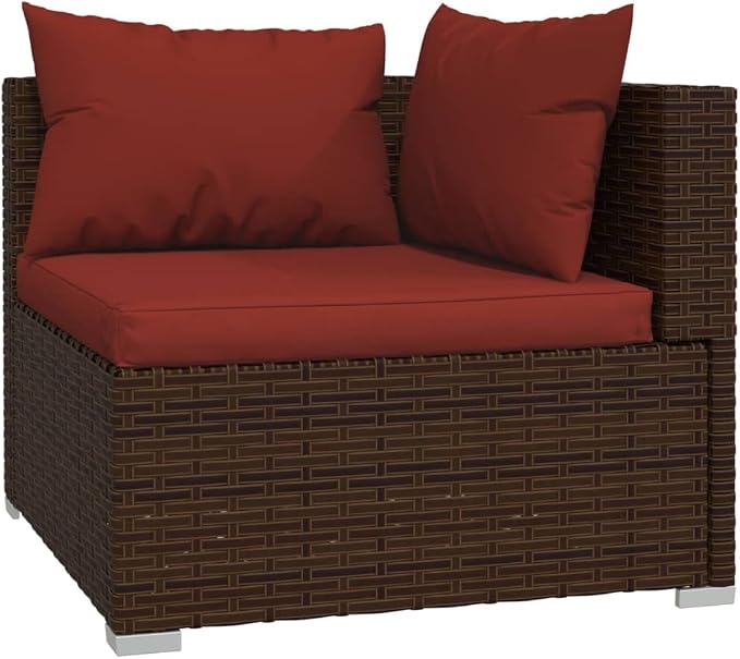 Patio Lounge Set with Cushions,Outdoor Table and Chairs Set,Terrace Conversation Set Furniture,Outdoor Furniture,for Garden,Backyard,6 Piece Poly Rattan Brown