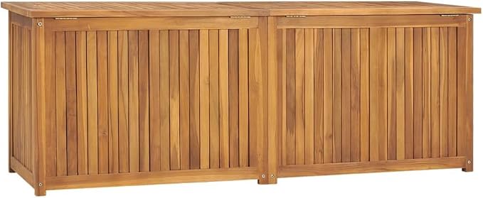 Wooden Patio Storage Box, Outdoor Storage Container, Wood Storage Box, Wooden Portable Deck Box & Outdoor Container, 59.1"x19.7"x21.7" Solid Wood Teak,-115