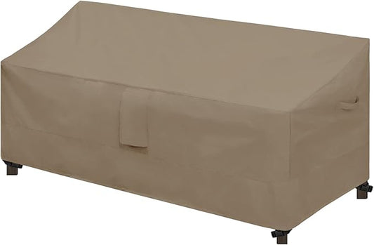 Easy-Going Waterproof Patio Sofa Cover UV Resistant 3 Seater Outdoor Sofa Cover Weatherproof Lawn Patio Furniture Cover with Tape Sealed Seam (85Wx37Dx35H inch, Camel)