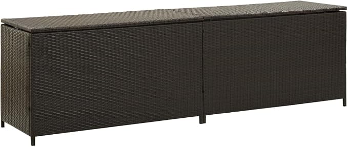 Patio Storage Box Deck Storage Box Outdoor Storage Box Indoor Wicker Storage Bin for Patio Furniture Cushions, Pillows, Garden Tools, Poly Rattan Brown, 78.7"x19.6"x23.6"