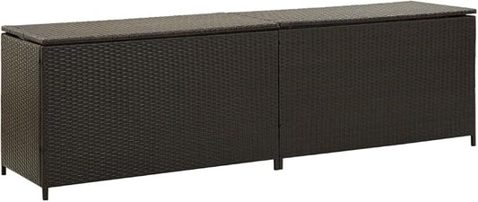 Patio Storage Box Deck Storage Box Outdoor Storage Box Indoor Wicker Storage Bin for Patio Furniture Cushions, Pillows, Garden Tools, Poly Rattan Brown, 78.7"x19.6"x23.6"