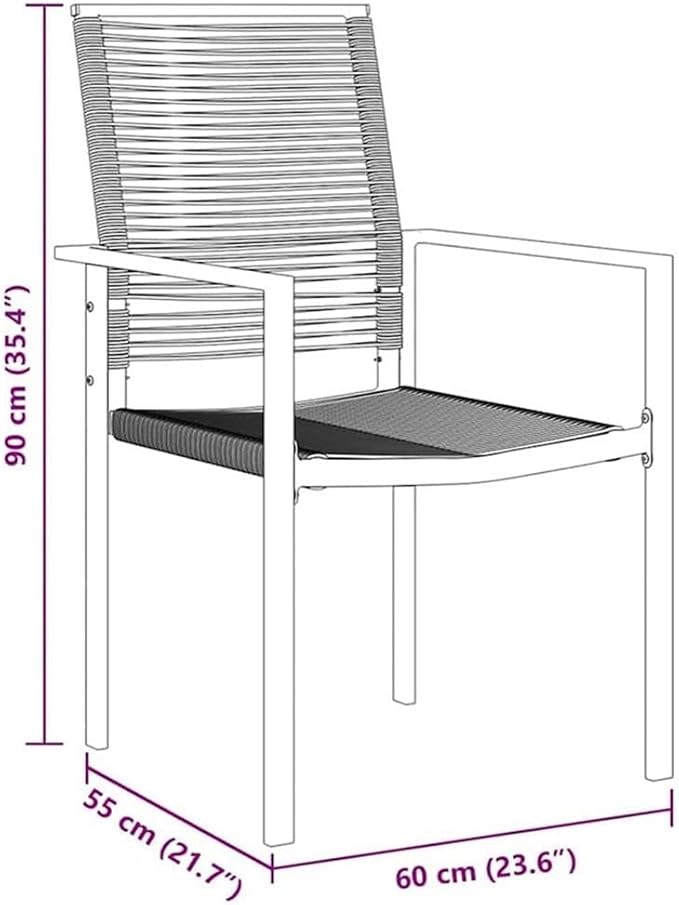 Afuera Living 7-Piece Patio Dining Set, Powder-Coated Steel Frame, Black Finish, UV-Resistant Materials, Includes Rectangular Table and Armrest Chairs, Outdoor Garden or Patio Furniture for 6-Person