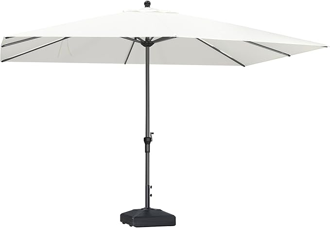 PURPLE LEAF 11.5' x 8' Patio Market Umbrella Outdoor Table Sun Umbrellas with Crank 8 Aluminum Sturdy Ribs for Pool Deck Backyard Beach White