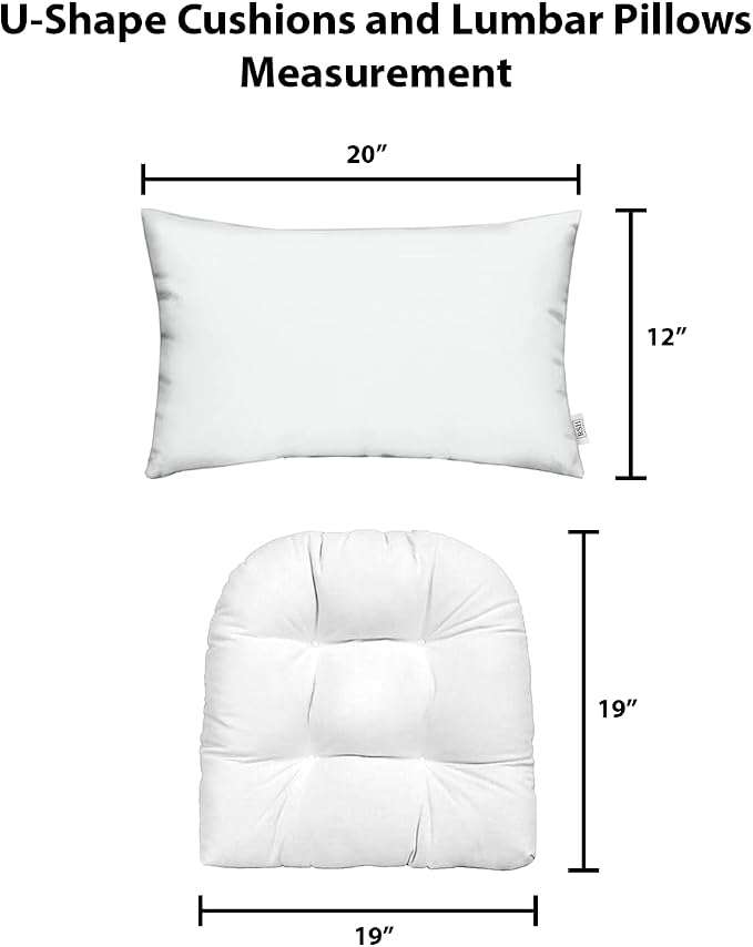 RSH DECOR: Tufted U-Shapes & Lumbars 2 of Each | 19” x 19” & 20" x 12" | Water-Resistant Spun Fabric | Outdoor Wicker Cushions & Support Pillows for Patio Furniture | Goldenrod Tan
