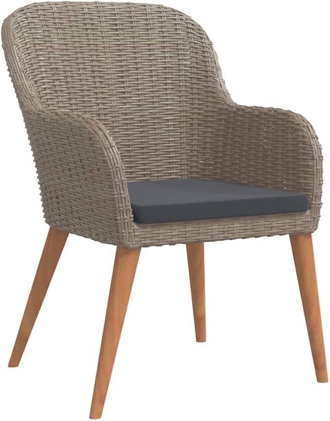 5-Piece Outdoor Dining Set, Brown PE Rattan Patio Furniture Set with 55-Inch Rectangular Table and 4 Cushioned Chairs for Backyard, Garden, and Terrace