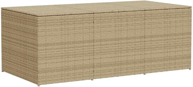 Outdoor Storage Box, 984L Large Deck Box for Patio and Garden, Rectangular Cushion Storage Container with Gas Springs, Synthetic PE Rattan and Powder-Coated Steel Frame, Mix Beige