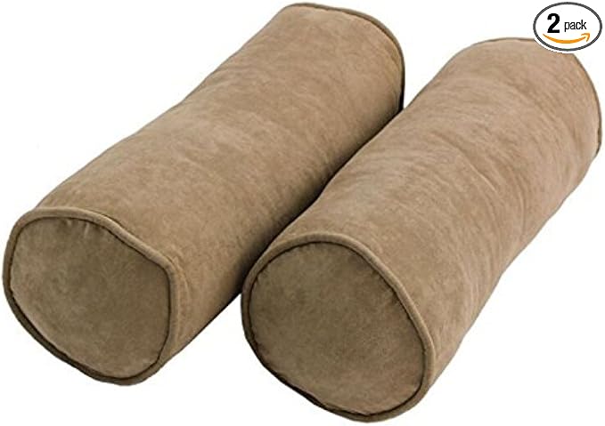 Blazing Needles Corded Microsuede Throw Pillows (Set of 2), 20" x 8", Java