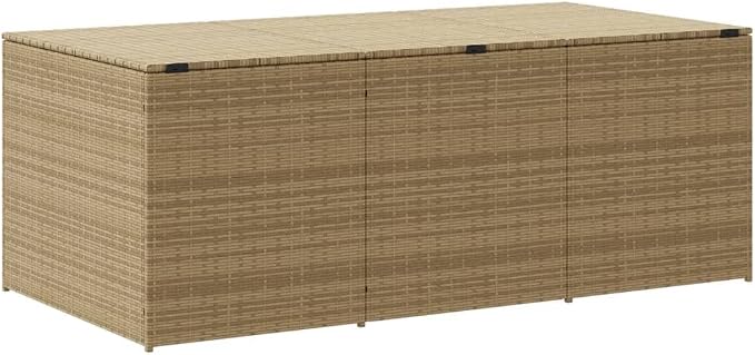 Outdoor Garden Storage Box 984L, Large Deck Box with Gas Springs, Weather-Resistant PE Rattan Container for Patio Cushions, Pillows and Blankets, Beige