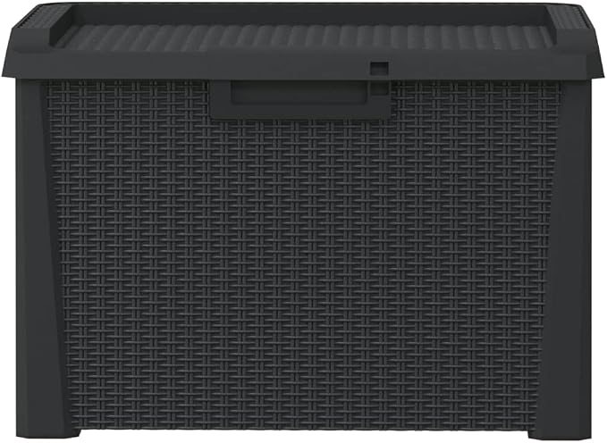 Garden Storage Box, 33 Gallon Deck Box with Rattan Look Finish, Durable Outdoor Storage Bin for Patio Furniture Cushions, Garden Tools, Anthracite