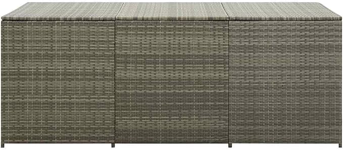 Grey PE Rattan Outdoor Storage Box 70.9"x70.9"x27.6", Collapsible Steel Frame Cushion Deck Box, Water-Resistant Garden Shed Container