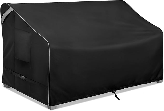COSFLY Outdoor Patio Sofa Covers Waterproof, Heavy-Duty UV-Resistant Furniture Covers, Adjustable Fit with Buckle Straps, Fits 3-Seater Sofa up to 79"W x 38"D x 35"H ( Black)